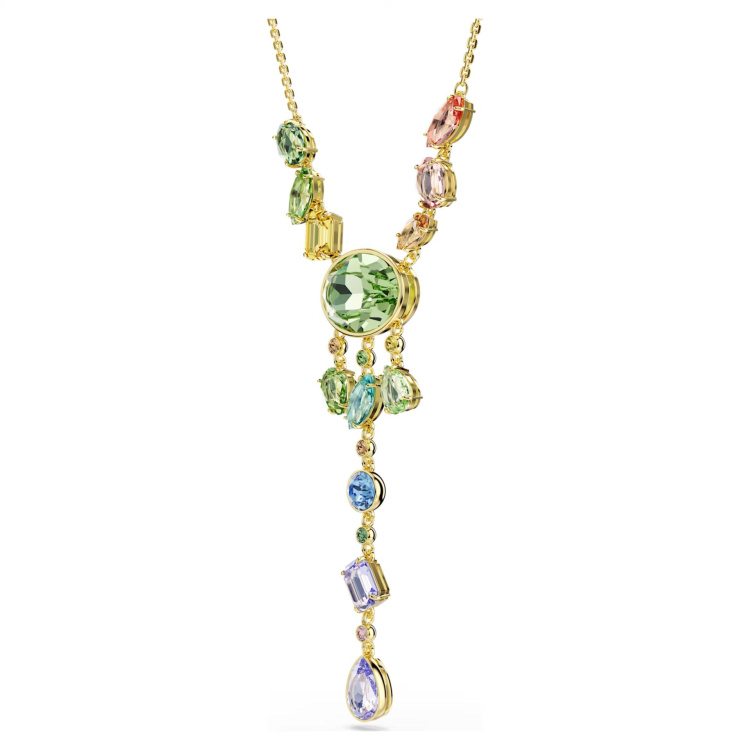 Gema Y necklace Mixed cuts, Multicolored, Gold-tone plated